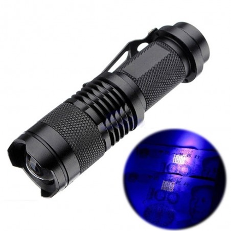 Zoomable UV LED flashlight torch - marker checker - fake money detection