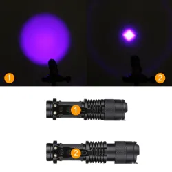 Zoomattava UV-LED-taskulamppu - merkkitarkistus - väärennetyn rahan tunnistus
