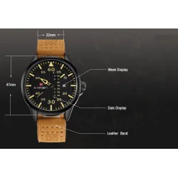 NAVIFORCE - bracelet en cuir - quartz watch