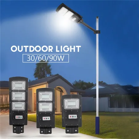 30W - 60W - 90W LED luce solare strada - sensore di movimento PIR - telecomando - impermeabile