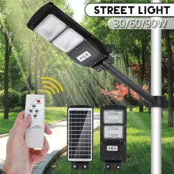 30W - 60W - 90W LED luce solare strada - sensore di movimento PIR - telecomando - impermeabile