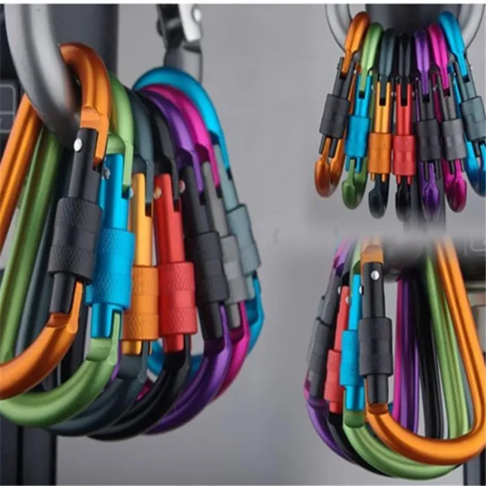 Safety buckle - aluminum carabiner with lock 6 pieces