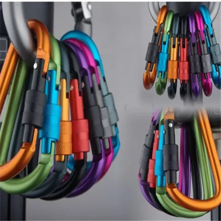 Safety buckle - aluminum carabiner with lock 6 pieces