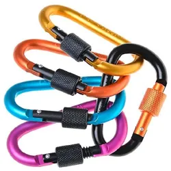 Safety buckle - aluminum carabiner with lock 6 pieces