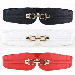 Double boucle en or - ceinture en cuir élastique
