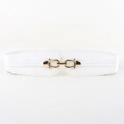 Double gold buckle - elastic leather belt