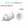 Wifi plug med strömmätare - 16A EU RGB - trådlös smart socket med röststyrning för Google Home Alexa