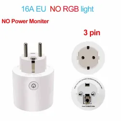 Wifi-liitin, jossa on virtanäyttö - 16A EU RGB - langaton älykäs pistorasia Google Home Alexan ääniohjauksella