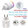 Wifi plug med strömmätare - 16A EU RGB - trådlös smart socket med röststyrning för Google Home Alexa