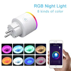 Wifi-liitin, jossa on virtanäyttö - 16A EU RGB - langaton älykäs pistorasia Google Home Alexan ääniohjauksella