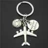 Jord & flygplan - Silver Keychain