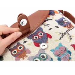 Printed Owls - crossbody shoulder small bag