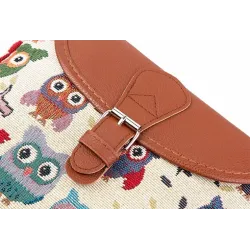 Printed Owls - crossbody shoulder small bag