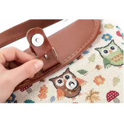 Printed Owls - crossbody shoulder small bag