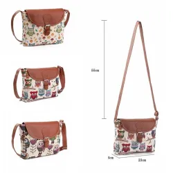 Printed Owls - crossbody shoulder small bag
