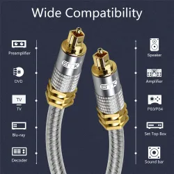 Toslink EMK - cavo audio ottico premium - connettore in oro Spdif OD8.0mm - 1m - 2m - 3m - 5m