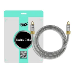 Toslink EMK - premium - cabo de áudio óptico digital - Conector de ouro Spdif OD8.0mm - 1m - 2m - 3m - 5m