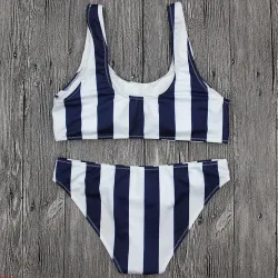 Baño y ropaTraje de baño rayado - bikini con empuje
