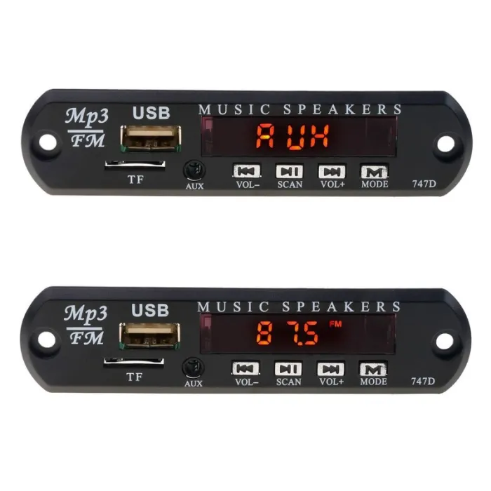 Langaton FM-vastaanotin - 5V 12V auto MP3 -soitin Wma TF USB 3.5mm AUX-kaiuttimet