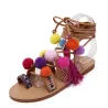 SandaliasSandalias de Suede con pompones - cordones de cuero