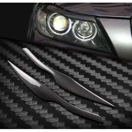 PegatinasPegatinas de cejas de coche para 2005 - 2011 BMW E90 E91 4DR - fibra de carbono