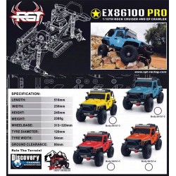 CarrosRGT EX86100 PRO Kit 1/10 2.4G 4WD - arrastre de roca - RC coche- sin piezas electrónicas