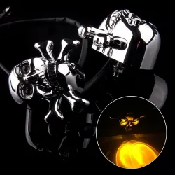Chrome kallon pää - LED - moottoripyörän signaalivalot - indikaattorit Honda Yamaha Harley Chopper - 2pcs