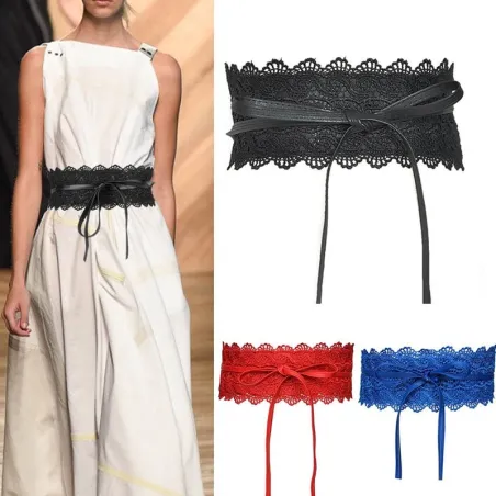 Leather & lace - elegant wide belt