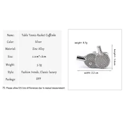 Table tennis racket - silver cufflinksCufflinks