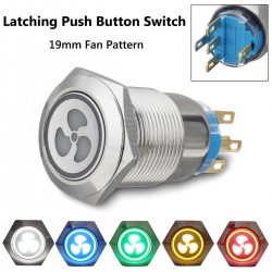12v 19mm fan push button switch with LED - engine start - self-lock panel