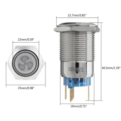 12v 19mm fan push button switch with LED - engine start - self-lock panelSwitches