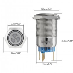 12v 19mm ventilateur bouton poussoir interrupteur avec LED - démarrage du moteur - panneau d'autoblocage