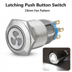 12v 19mm fan push button switch with LED - engine start - self-lock panel