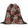 3D Totenkopf & Rosen - Kordelsack - unisex