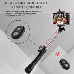 Tripod Bluetooth selfie -painiketta älypuhelimella