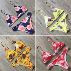 Floral swimwear - bikini set with push up