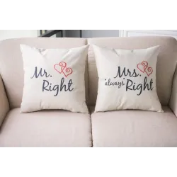 Mr & Mrs Alway Right - coton coussin cover 44 * 44cm