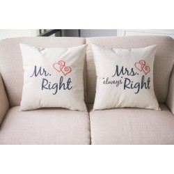 Mr & Mrs Alway Right - cotton cushion cover 44 * 44cm