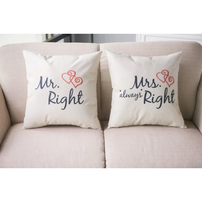 Mr & Mrs Alway Direito - tampa de almofada de algodão 44 * 44cm