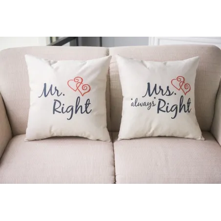 Mr & Mrs Alway Direito - tampa de almofada de algodão 44 * 44cm