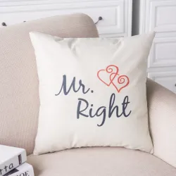 Mr & Mrs Alway Direito - tampa de almofada de algodão 44 * 44cm