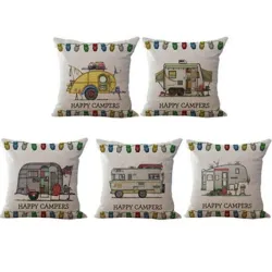 Fundas de cojinesHappy Campers - funda de cojín de lino 45 * 45cm