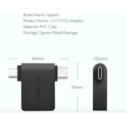 Ugreen 2 1 OTG-kaapeliadapteri - mikro USB - tyypin C USB