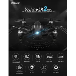 Varjeine EX2mini Brushless 5.8G FPV - RC Drone Quadcopter RTF - med kamera FPV Monitor + Glasögon - Mode 2 (vänsterhandslag)