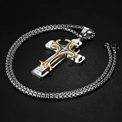 Rostfritt stål 24" halsband med korspendant
