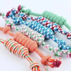 Cotton bone & rope - dogs toy 27cm