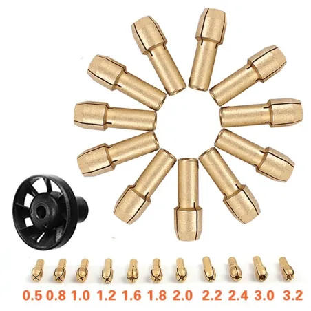 Brass Collet Chuck & M8 * 0,75 Dust Blower Dremel Rotary 12pcs