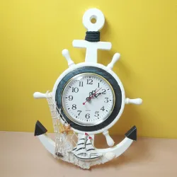 Retro Sea Anchor - Wooden Wall Clock - Medelhavsstil