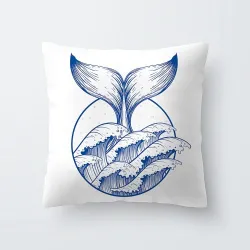Blue & white sea patterns - coussin cover - 45 * 45cm