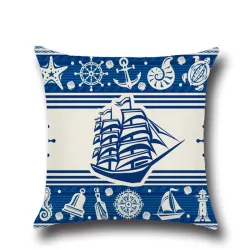 Fundas de cojinesAncla & barco - patrones de mar - funda de cojín - 43 * 43cm
